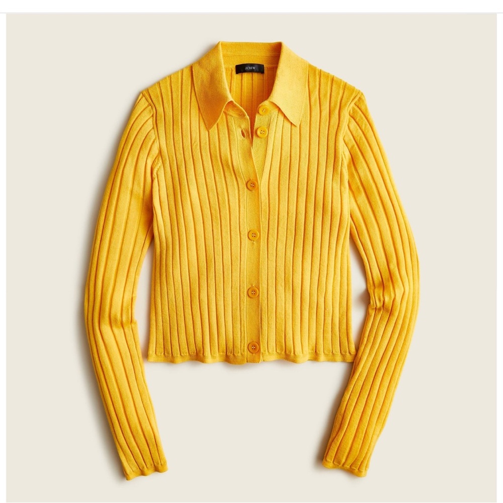 J.Crew Yellow Ribbed Cardigan(70’s inspired)